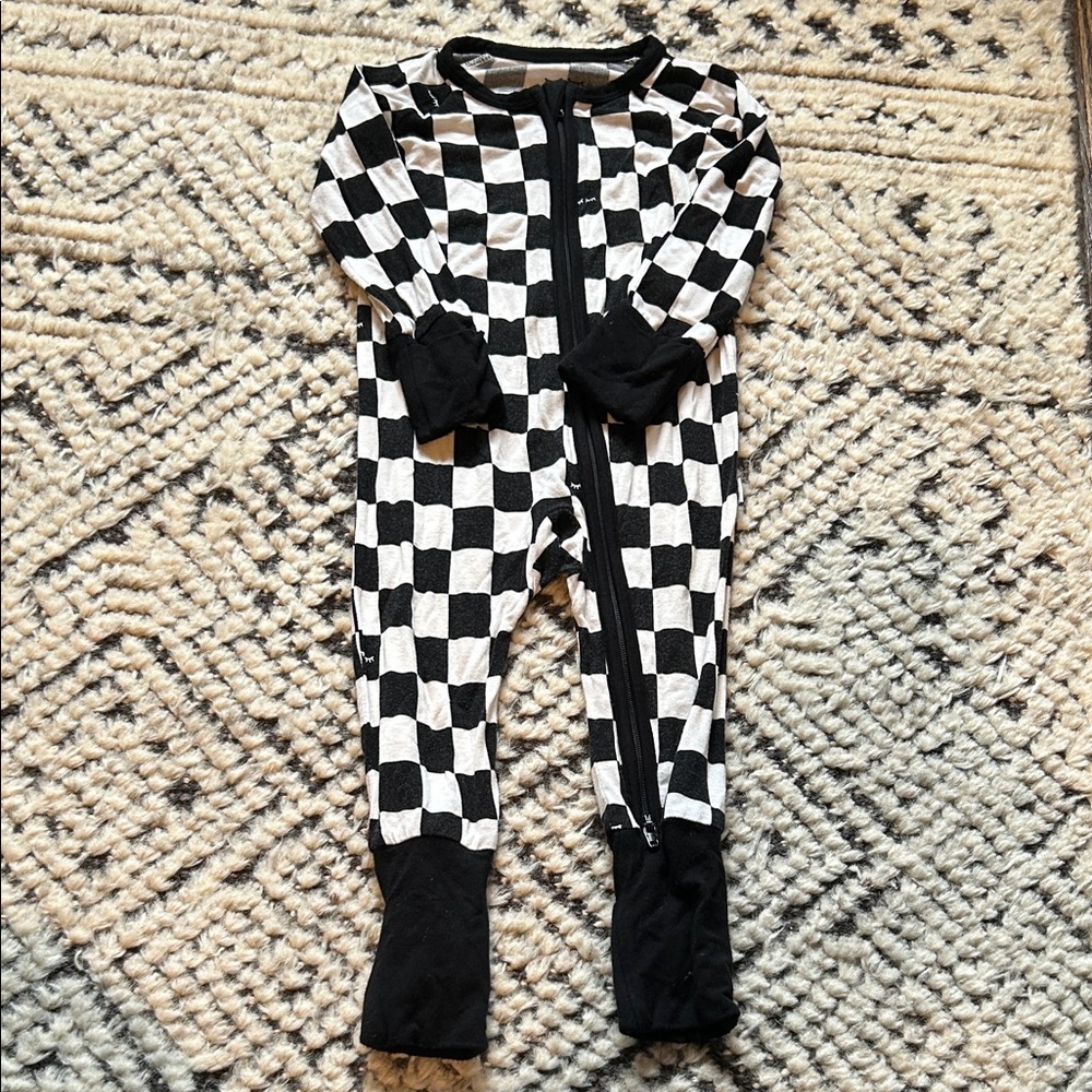 Little Sleepies Black and White Checkered Footie (cool checks?)